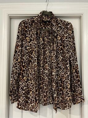 Banana Republic Leopard Print Button-Down Top - Brown & Black